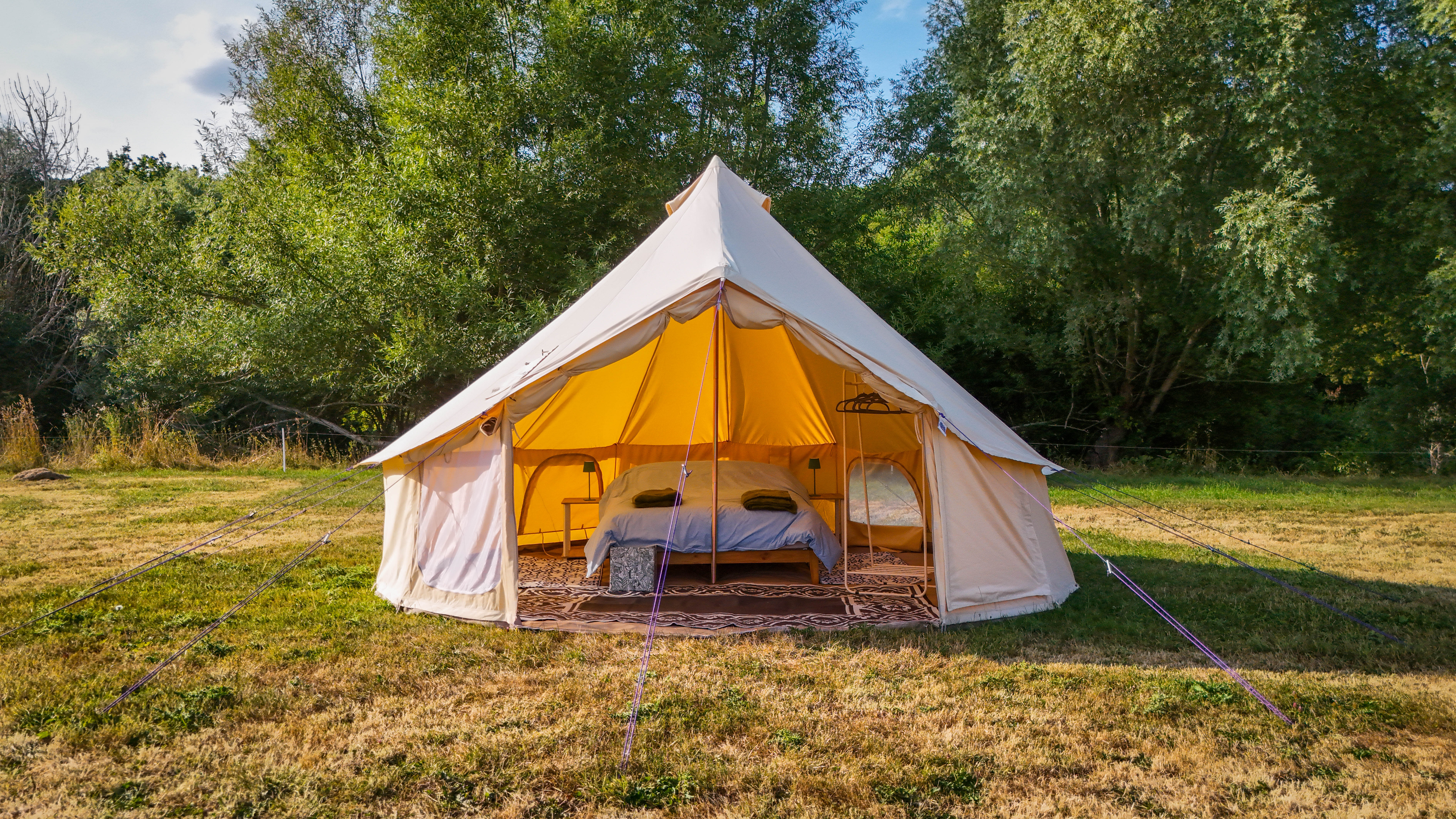 Five furnished bell tents at Hopnest Retreats, Worcestershire
